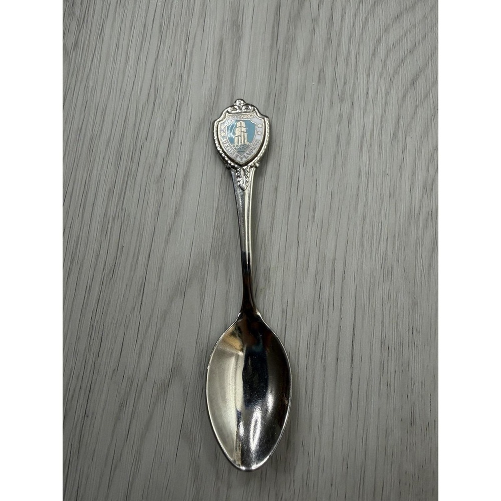 Pittsburgh Pennsylvania Souvenir Spoon Enamel Shield Cathedral Vintage